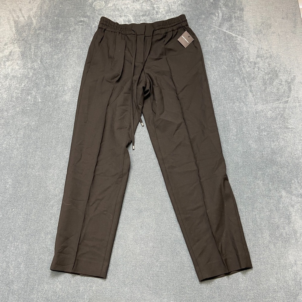 Club Monaco Tailored Jogger Pants Women 00 Black High Rise Pleated Straight Leg